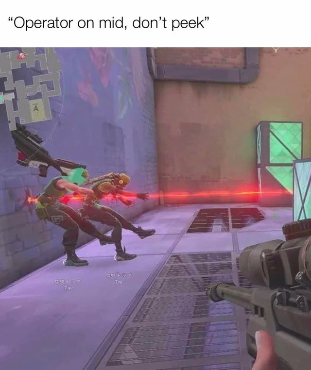 anime_daily's tweet image. "Operator mid, don't peek"

My VALORANT teammates: