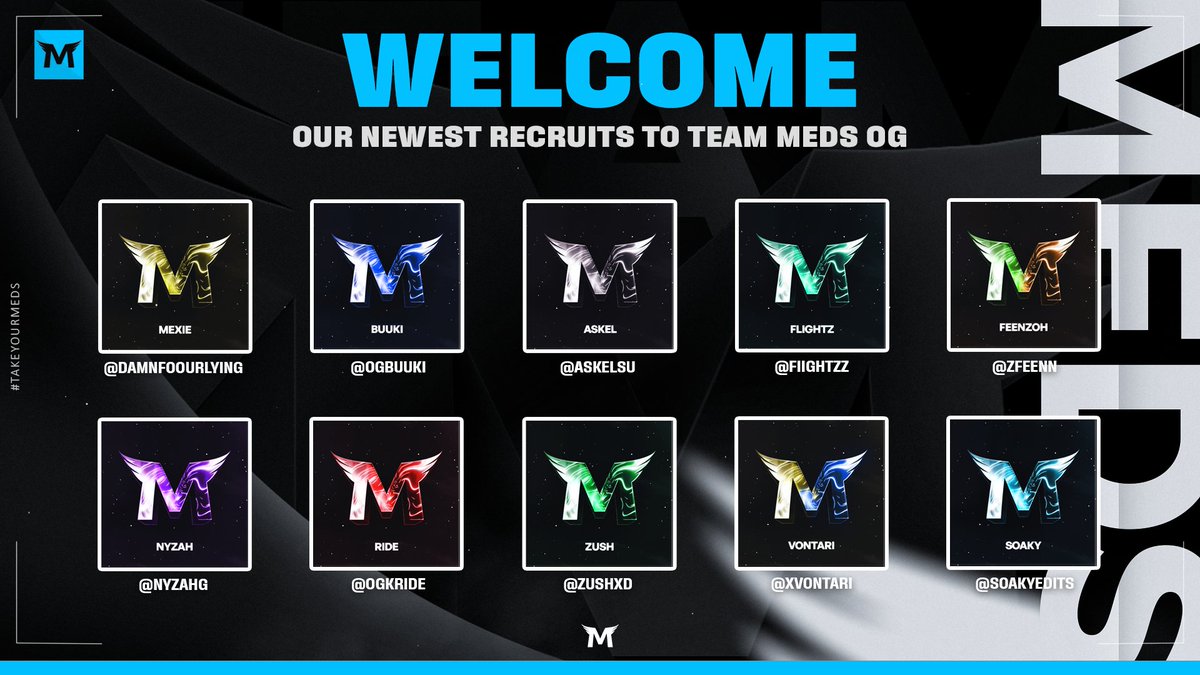 Meds (@teammedsog) on Twitter photo Welcome our newest recruits to Meds!
👤 - <a href="/zFeenn/">Meds Fnzoh</a>
👤 - <a href="/ZushXD/">Kyle</a>
👤 - <a href="/askelsu/">askel</a>
👤 - <a href="/FIightzz/">Flightz</a>
👤 - <a href="/nyzahG/">nyzah.</a>
👤 - <a href="/ogbuuki/">meds buuki</a>
👤 - <a href="/xvontari/">Meds Vontari</a>
👤 - <a href="/OGKRide/">Ride OGK</a>
👤 - <a href="/SoakyEdits/">SOAKY</a>
👤 - <a href="/damnfoourlying/">mexie</a>
#TakeYourMeds 💊 Welcome our newest recruits to Meds!
👤 - <a href="/zFeenn/">Meds Fnzoh</a>
👤 - <a href="/ZushXD/">Kyle</a>
👤 - <a href="/askelsu/">askel</a>
👤 - <a href="/FIightzz/">Flightz</a>
👤 - <a href="/nyzahG/">nyzah.</a>
👤 - <a href="/ogbuuki/">meds buuki</a>
👤 - <a href="/xvontari/">Meds Vontari</a>
👤 - <a href="/OGKRide/">Ride OGK</a>
👤 - <a href="/SoakyEdits/">SOAKY</a>
👤 - <a href="/damnfoourlying/">mexie</a>
#TakeYourMeds 💊
