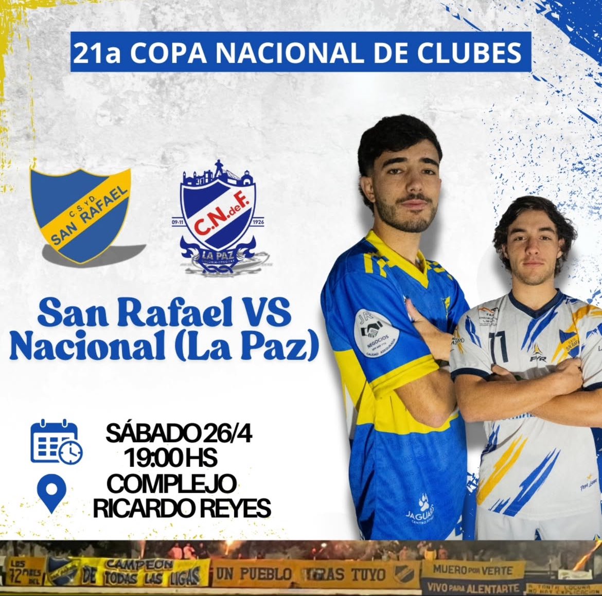 Otro año de copa 

Los invitamos a todos para nuevamente compartir un año más de la Copa Nacional de clubes

El próximo sábado a las 19 hs arranca la competencia oficial para el plantel superior. 

Un nuevo año, una nueva ilusión para toda la familia azul y oro 💙💛