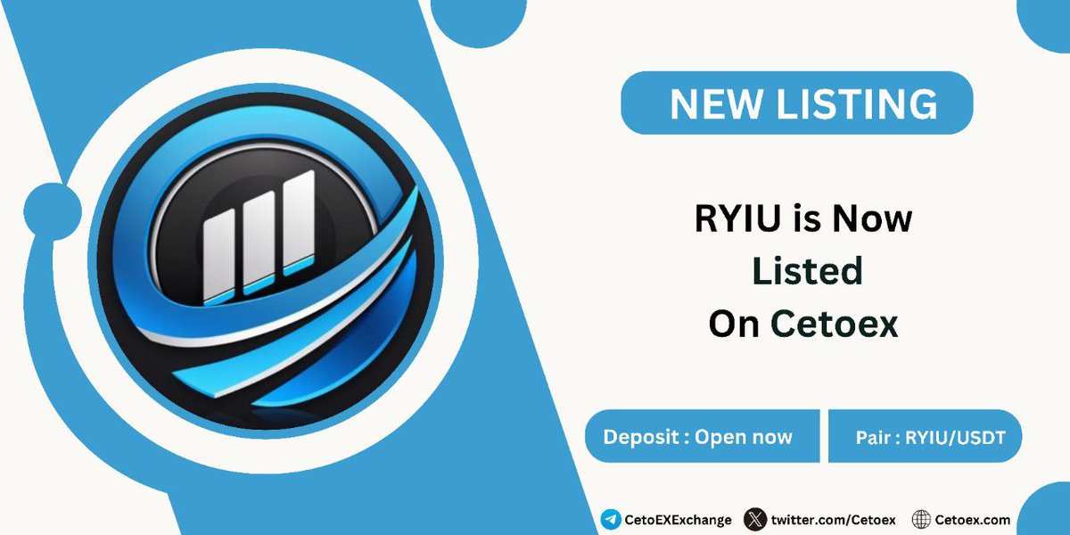 Cetoex's tweet image. 📢 New Listing Alert 🚨

@RYI_Unity (RYIU) is Now Listed on #CetoEX!

💎Pair: RYIU/USDT
💎Deposit: Open Now
💎Trading: Start Now

#RYIU #cetoex #newlisting