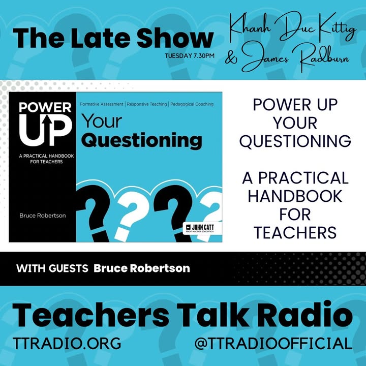Teachers Talk Radio (@ttradioofficial) on Twitter photo Coming up tomorrow 7.30pm! James Radburn and Khanh Duc Kuttig are joined by <a href="/Bruce_NextLevel/">Bruce Robertson</a> to discuss his new <a href="/JohnCattEd/">John Catt Educational from Hachette Learning</a> book 'Power up your Questioning', get ready for plenty of CPD takeaways live on TTR here!: youtube.com/watch?v=SNz2ed… Coming up tomorrow 7.30pm! James Radburn and Khanh Duc Kuttig are joined by <a href="/Bruce_NextLevel/">Bruce Robertson</a> to discuss his new <a href="/JohnCattEd/">John Catt Educational from Hachette Learning</a> book 'Power up your Questioning', get ready for plenty of CPD takeaways live on TTR here!: youtube.com/watch?v=SNz2ed…