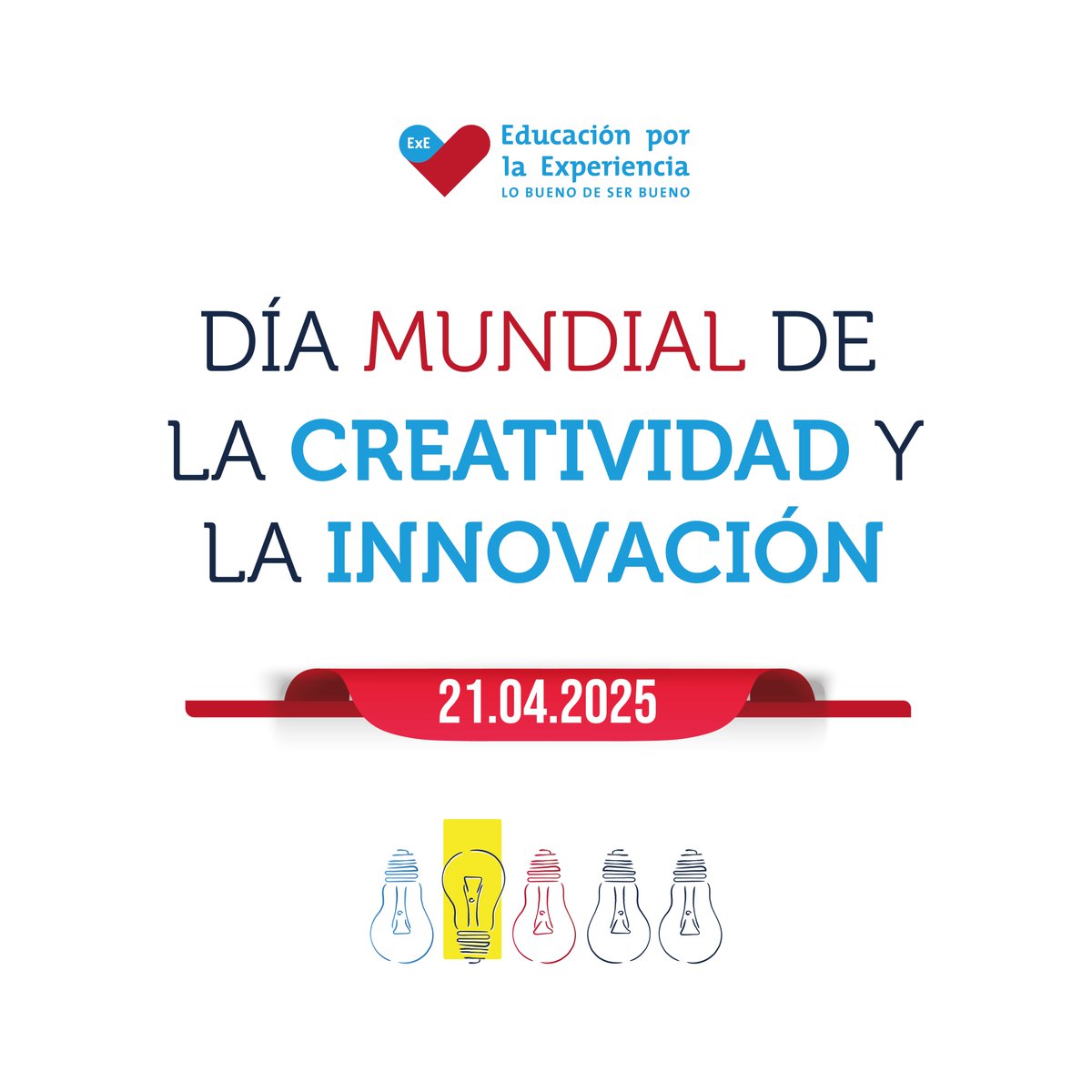 Este Día Mundial de la Creatividad y la Innovación, celebremos el ingenio humano que impulsa el progreso y construye un futuro más sostenible e inclusivo. 💙❤️💡

#ExE #EducaciónporlaExperiencia #Lobuenodeserbueno #DíaMundial #Creatividad #Innovación #21Abril