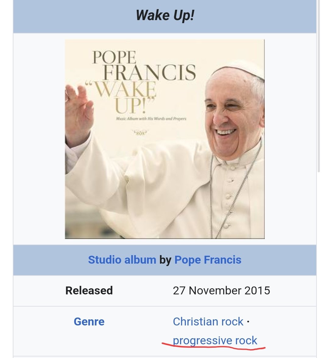 groooning's tweet photo. only pope with a prog rock album🙏 https://t.co/KkcvitnLSs
