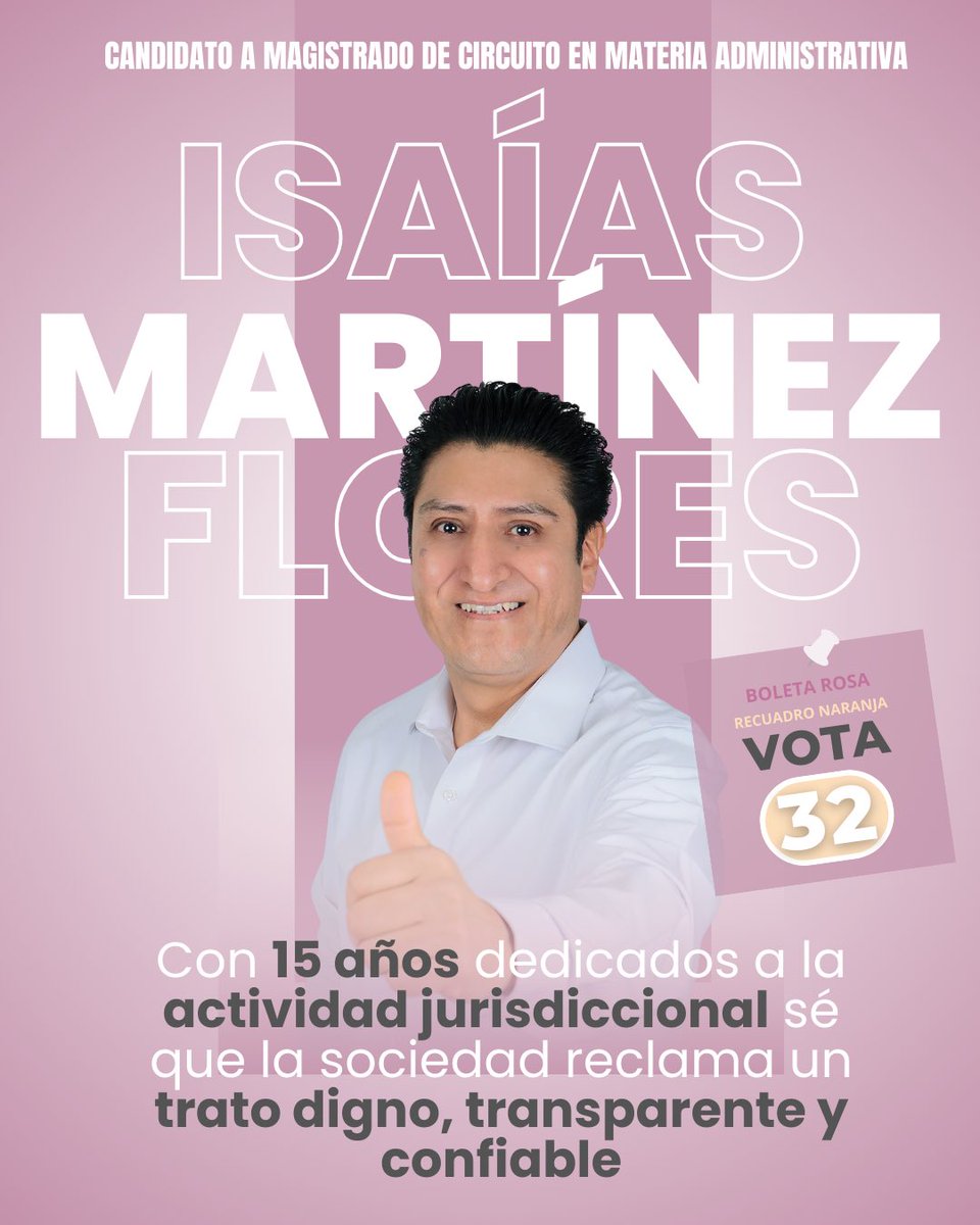 IsaiasMF's tweet photo. Permíteme brindarte mi experiencia de 15 años en la actividad jurisdiccional para ofrecerte un trato digno, transparente y confiable. 
Si resides en las alcaldías Miguel Hidalgo y Cuauhtémoc en la boleta rosa vota #32. 

Seguiré trabajando para ganarme tu confianza.

#vota32 #boletarosa #elecciónjudicial #alcaldiamiguelhidalgo #alcaldiacuauhtemoc #magistrado #elecciones2025 #voto2025