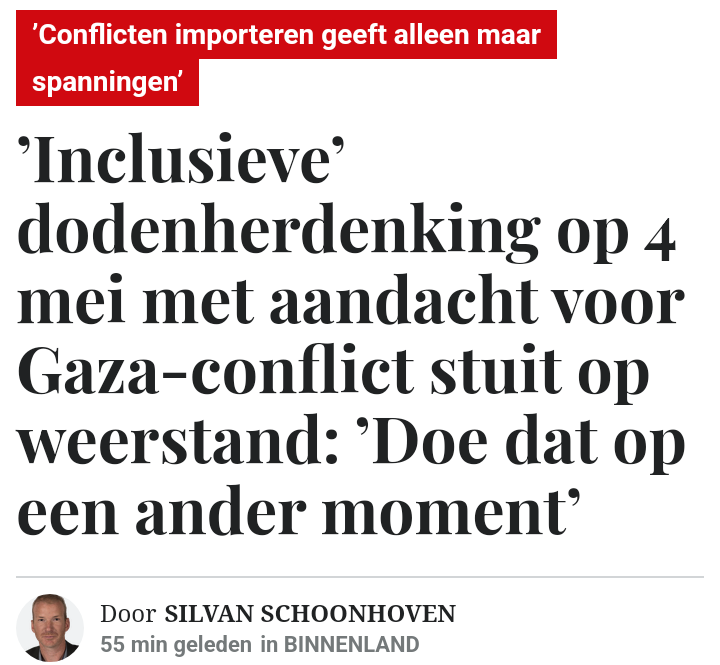 Twee minuten per jaar voor de slachtoffers van de Duitse bezetting en de Shoah, de overige 525.598 minuten voor Gaza. Maar dat blijkt dus niet genoeg. #dodenherdenking