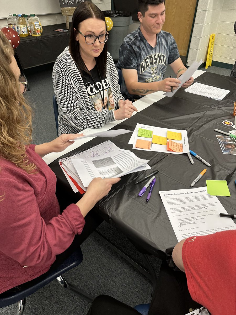 Trying out Conversation Playing Board, p. 279 in <a href="/JSerravallo/">Jennifer Serravallo</a> Teaching Reading Across the Day, in a #nmschampions language discussion group PD. Love it!!