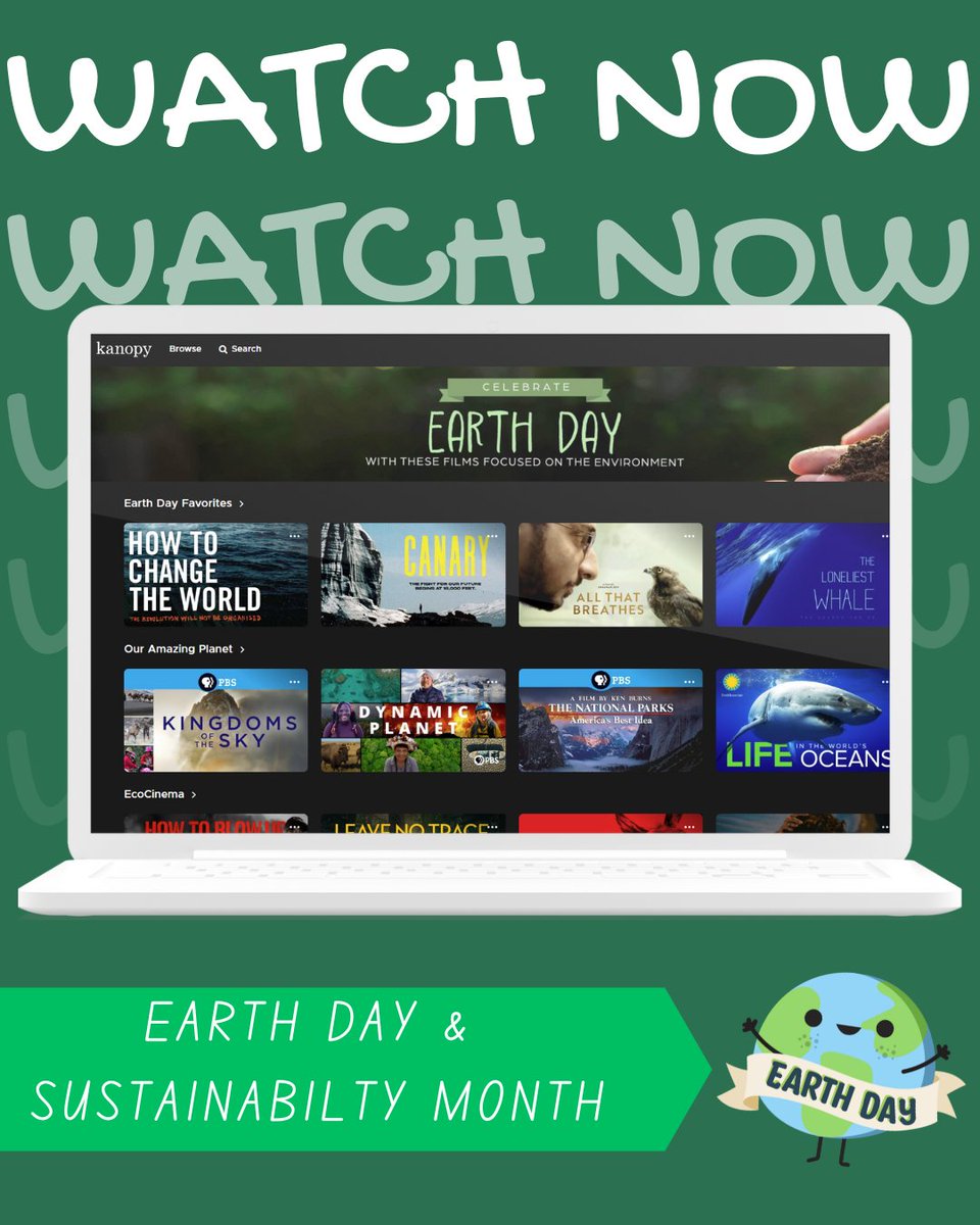Celebrate Earth Day and Sustainability Month streaming videos through the library's database, Kanopy!
kanopy.com/en/pacific/cat…