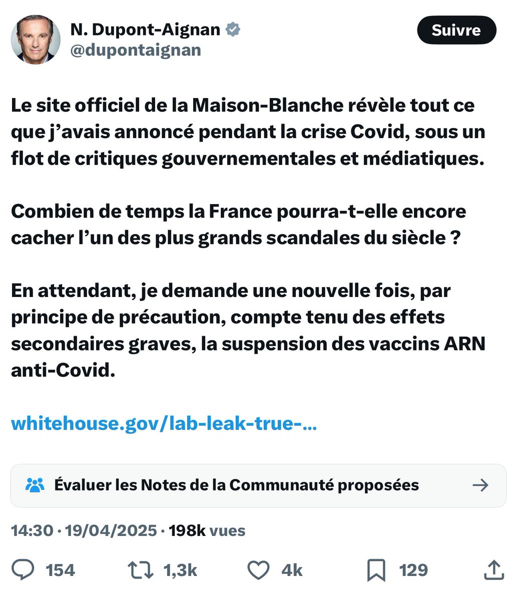 La Maison Blanche reprend sur son site internet les théories Qonspi quant aux origines du Covid. Elle n’a aucun mérite. Elle n’a rien fait qu’à copier sur Dupont-Aignan qui lui sachait tout avant tout le monde.
