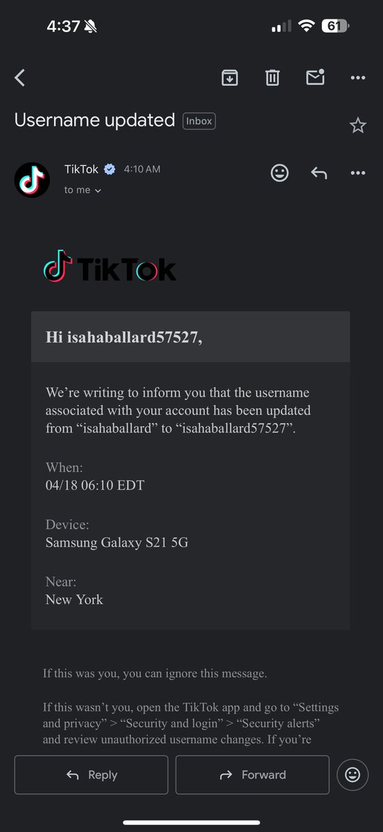 IsahaBallard3's tweet photo. @TikTokSupport my account (@isahaballard) was hacked on April 18. The hacker changed the username to @isahaballard57527, unlinked my email/phone, and is now posting with a fake Creator Showcase. I’ve submitted tickets with no reply. Please help me recover it! #TikTok #hacked https://t.co/OadmGjwsNv