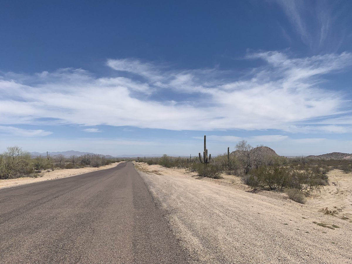 Ranchlady_9's tweet photo. Monday, April 21. Looking north toward the City Of Maricopa. The sprain has stopped and this is what is left. This is just north of interstate eight at 1693 feet in elevation.
#FakeClouds
#Chemtrails
#TheClearSkiesMovement https://t.co/bt2cd936jc