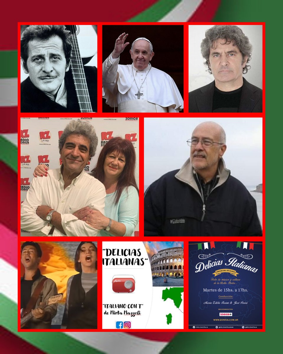 🎧🇦🇷🇮🇹🇨🇴🇪🇸 Martes 22/4 15 hs.Arg. 20 hs. It. 13 hs.Col. 20 hs.Esp. en Delicias Italianas <a href="/RADIOZONICA/">#RadioZonica #Zonica➕</a> la Voz y Canciones de Fausto Leali, fallecimiento del Papa Francisco y Entrevista con Osvaldo Menendez Periodista Escritor y Docente
Con Estela Farini y Jose Parisi