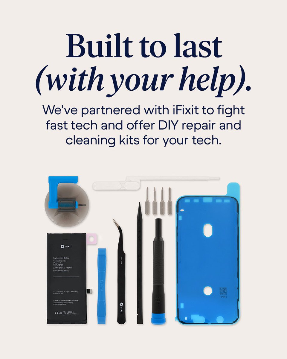 We’ve partnered with @ifixit, the leading DIY repair company, to put a stop to overconsumption!

Thanks to the iFixit repair kits and tutorials available on our site, you can now extend the life of your devices yourself.

Doubling the lifespan of a smartphone (from 2.5 years to 5
