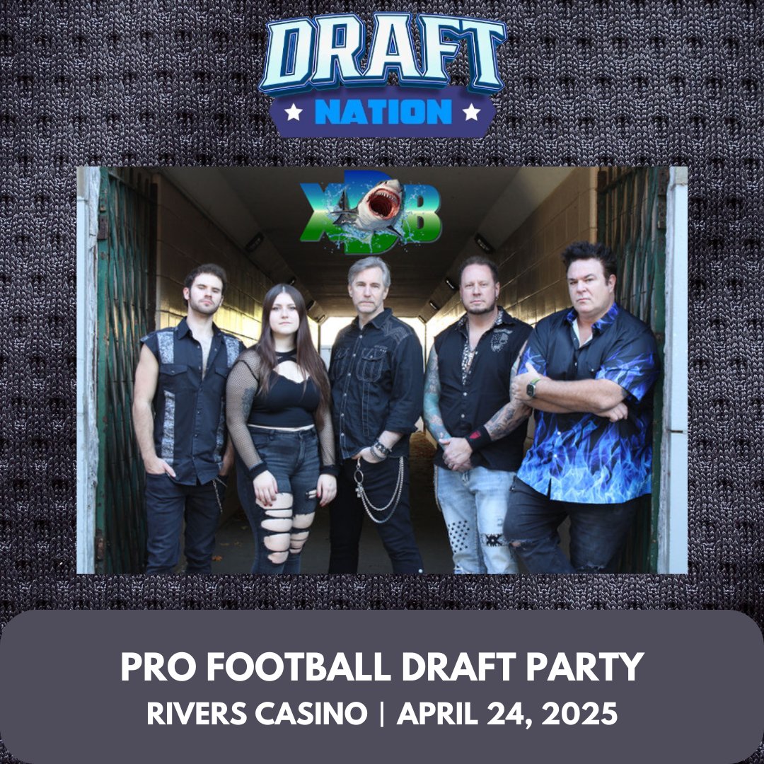 We’d like to express our gratitude to a contributor to the Pro Football Draft Party – @xanderdemos. Thank you.

Xander Demos (lead guitar and vocals)
Rob Kane (lead vocals and rhythm guitar)
Emily Stroup (bass and lead vocals)
Guy Cole (drums and vocals)
Brendan Callahan