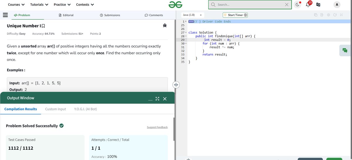 Ajinkya Walunj (@jinks4518) on Twitter photo ๐Day 158 #geekstreak2025 #gfg160
<a href="/geeksforgeeks/">GeeksforGeeks</a>
Problem - Unique Number I
#connect #studytwt #LearnInPublic #letsconnect #100DaysOfCode #collegestudents #geeksforgeeks #SoftwareDevelopment #CodingChallenge #SoftwareEngineering #potd #buildinpublic ๐Day 158 #geekstreak2025 #gfg160
<a href="/geeksforgeeks/">GeeksforGeeks</a>
Problem - Unique Number I
#connect #studytwt #LearnInPublic #letsconnect #100DaysOfCode #collegestudents #geeksforgeeks #SoftwareDevelopment #CodingChallenge #SoftwareEngineering #potd #buildinpublic