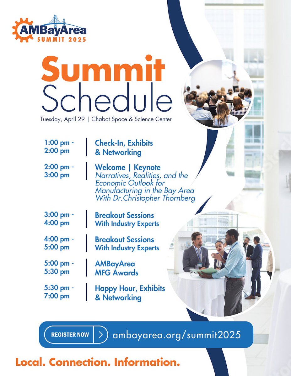 AMBayArea's tweet image. 📣 Last Chance to Register 📣
Ticket sales close today at 5 p.m. — don't wait to register your team for the AMBayArea Summit 2025 on Tuesday, April 29!
ambayarea.ticketleap.com/ambayarea-summ…
#BayArea #Manufacturing #AMBayAreaSummit #LocalConnectionInformation #ThoughtLeadership #Networking