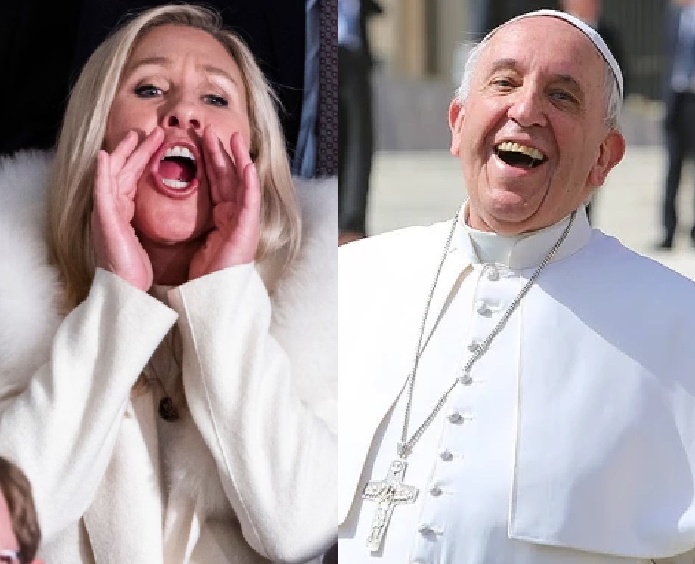 OccupyDemocrats's tweet image. BREAKING: MAGA Congresswoman Marjorie Taylor Greene enrages Catholics around the world by gleefully celebrating the death of the beloved Pope Francis.
This so-called Christian has nothing but hate in her heart...
The Vatican announced earlier today that Pope Francis had passed…