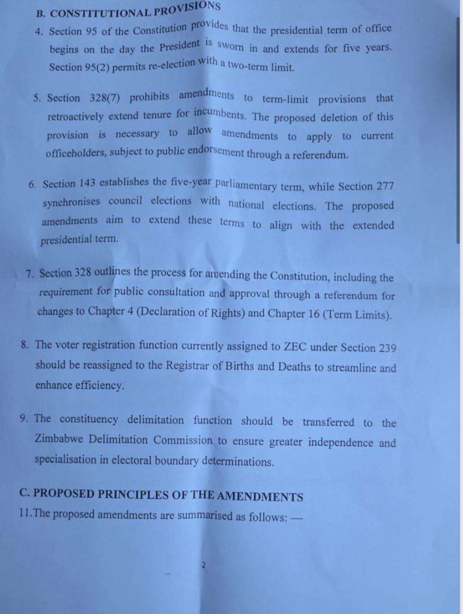 daddyhope's tweet image. PLEASE RETWEET, THIS IS VERY IMPORTANT

This leaked document is a Cabinet memorandum from Zimbabwe’s Minister of Justice, Legal and Parliamentary Affairs, Ziyambi Ziyambi. It proposes undemocratic constitutional amendments with huge implications for Zimbabwe. 
These include…