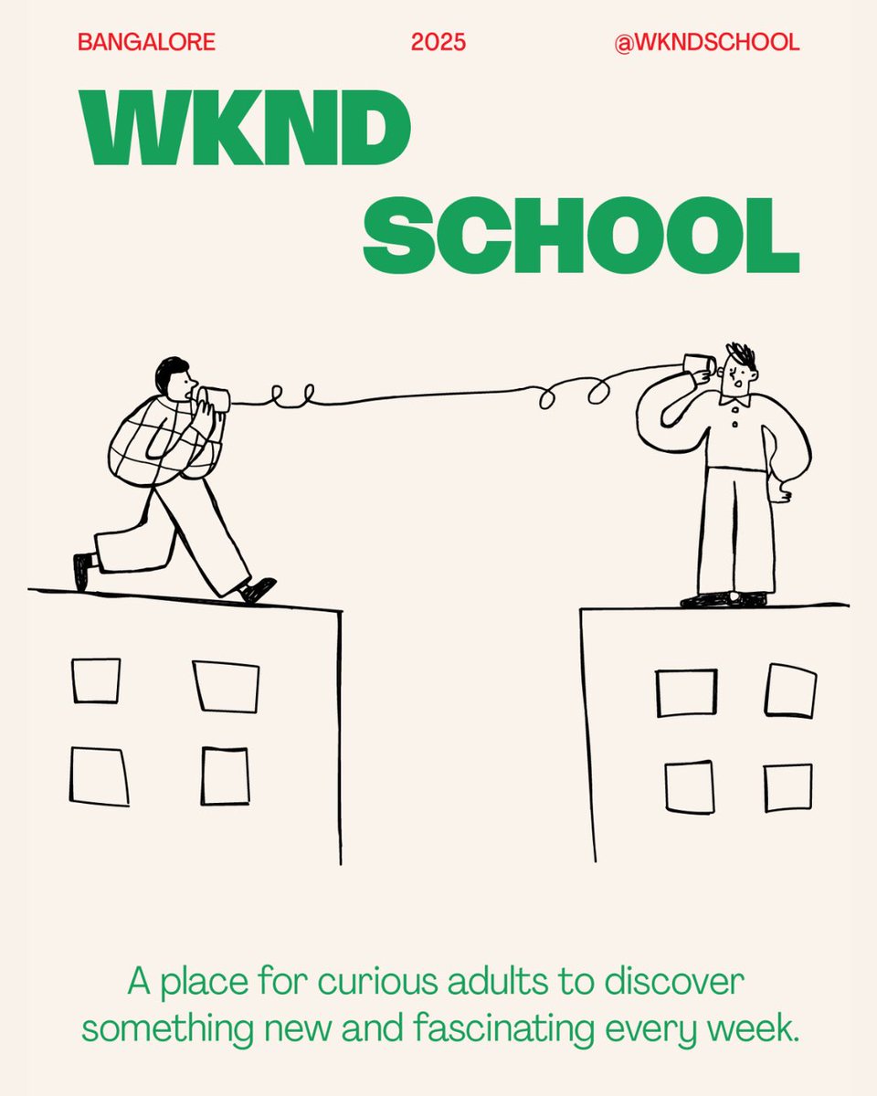 Introducing WKND School. We’re curating fun learning experiences for adults. Starting off with a couple 1 class lectures this Sunday. Details tomorrow! 

We are cooking longer ones (4 and 8 class tracks).If you’d love to to teach, facilitate or just contribute please DM us ✨