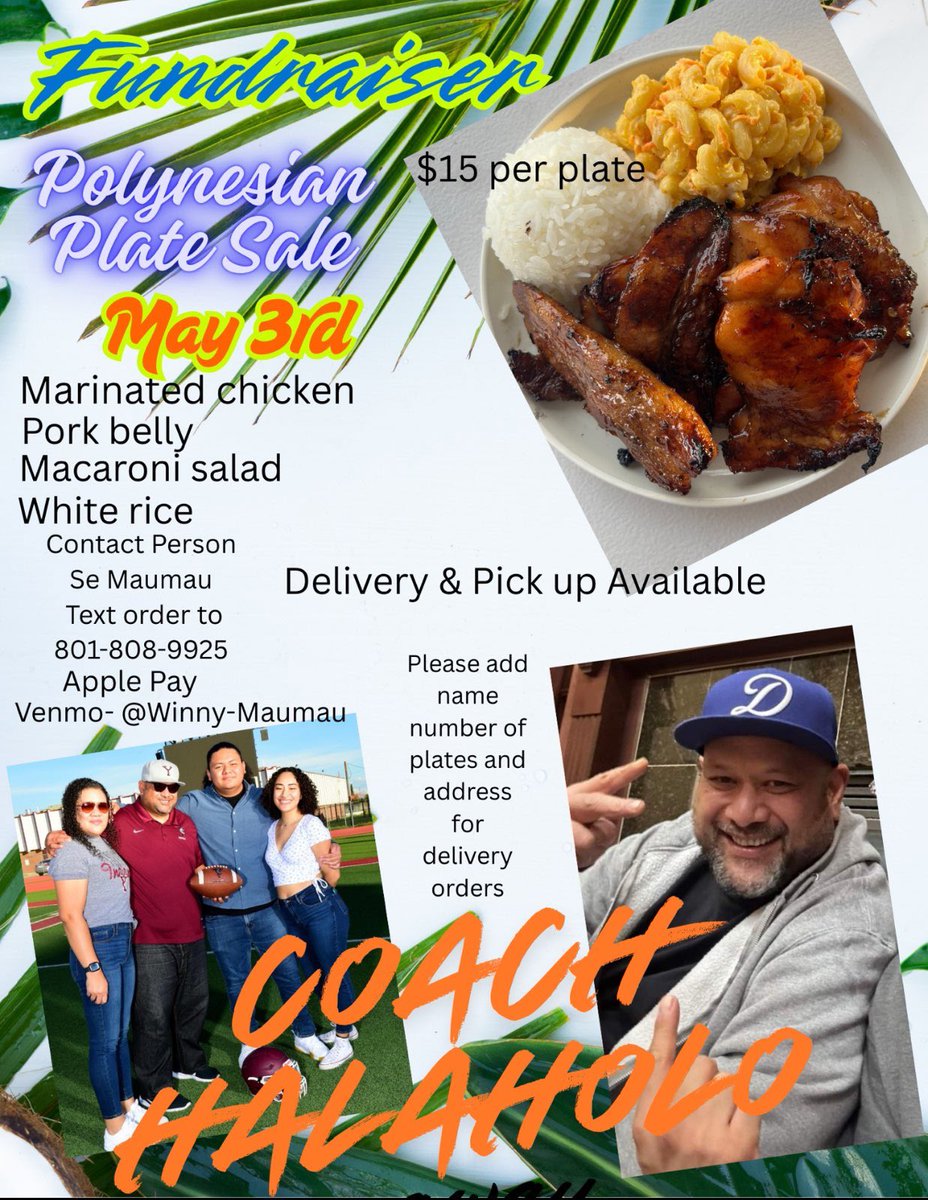 Please show your support for Montwood Coach Halaholo. I promise the food will be amazing!