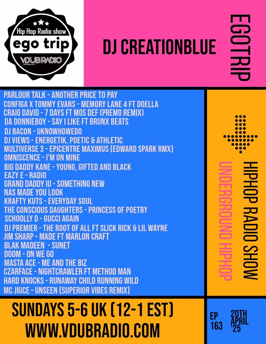 Macey (Egotrip Hiphop) (@maceyjust) on Twitter photo This weeks egotrip is a mixtape of all things good🔥🔥🔥🔥
Link 🔗 mixcloud.com/vdubradio/crea…
#hiphop #mixtape #egotrip #underground #boombap This weeks egotrip is a mixtape of all things good🔥🔥🔥🔥
Link 🔗 mixcloud.com/vdubradio/crea…
#hiphop #mixtape #egotrip #underground #boombap