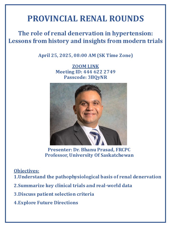 Bhanu Prasad (@bhanu2405) on Twitter photo Please join me on April 25th 2025 at 0800 hrs (UTC-6) as I discuss the rise, the fall, and the eventual resurrection of Renal Denervation Please join me on April 25th 2025 at 0800 hrs (UTC-6) as I discuss the rise, the fall, and the eventual resurrection of Renal Denervation
