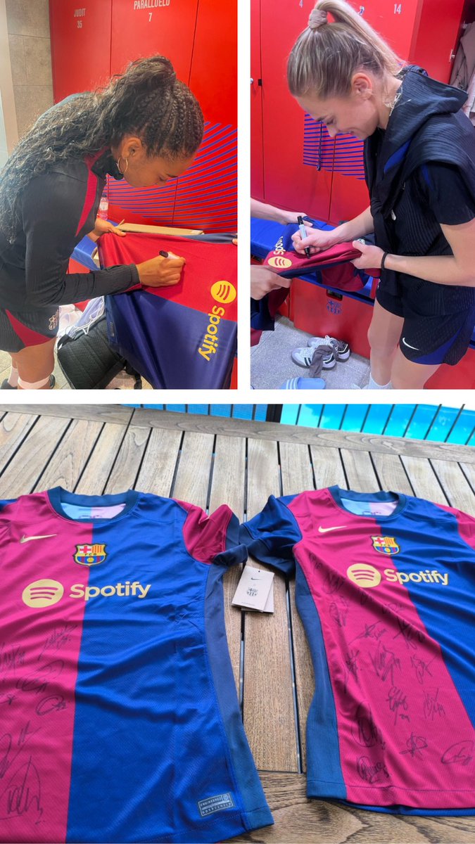 SagratCorDip's tweet photo. Ja podeu passar a recollir els premis de la Rifa de la Campanya de Solidaritat per Villa Jardín.
A la imatge, Salma Paralluelo i Fridolina Rolfö signant les samarretes pel sorteig de l'escola.
#Solidaritat #eixamplebcn @FCBfemeni https://t.co/xLniJRjM0I