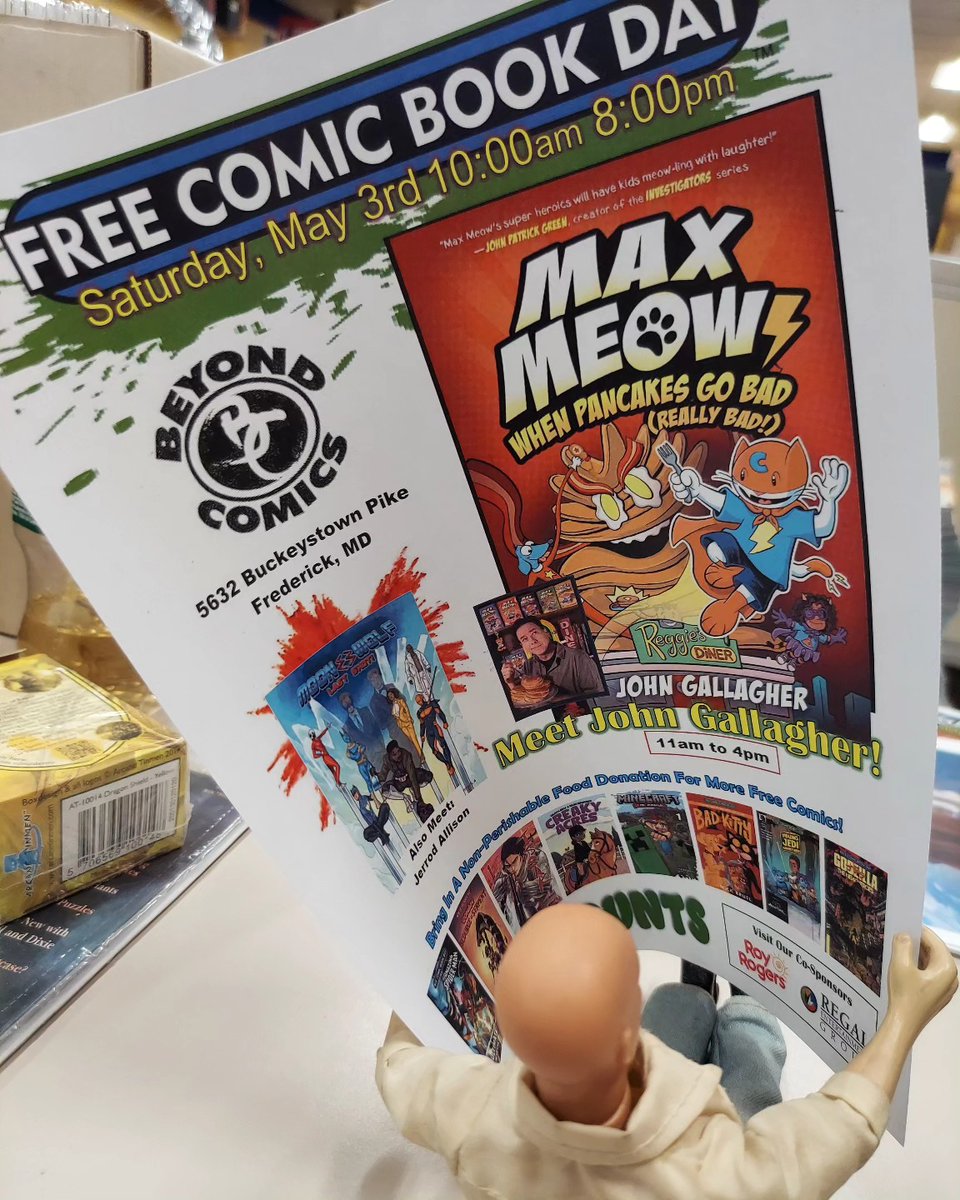 I'll be at Free Comic Book Day 2025 in Frederick, MD, this year, at the fantastic <a href="/BeyondComicsGB/">Beyond Comics Gaithersburg</a> -- 11 am - 4pm! Come on by!