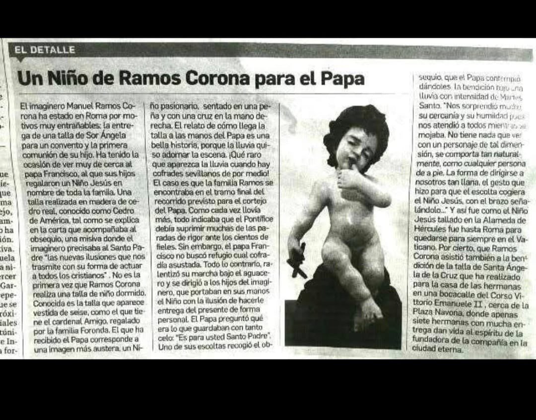 RamosCoronaM's tweet photo. Nunca se me olvidará su expresión al entregarle este Niño Jesús durante una de las primeras audiencias que realizaba como Papa. 
Que Dios te tenga en su Gloria, Francisco. Gracias por demostrarnos tu amor y cariño hacia todos nosotros.
#PapaFrancisco #DEP https://t.co/6P1QACPbxL