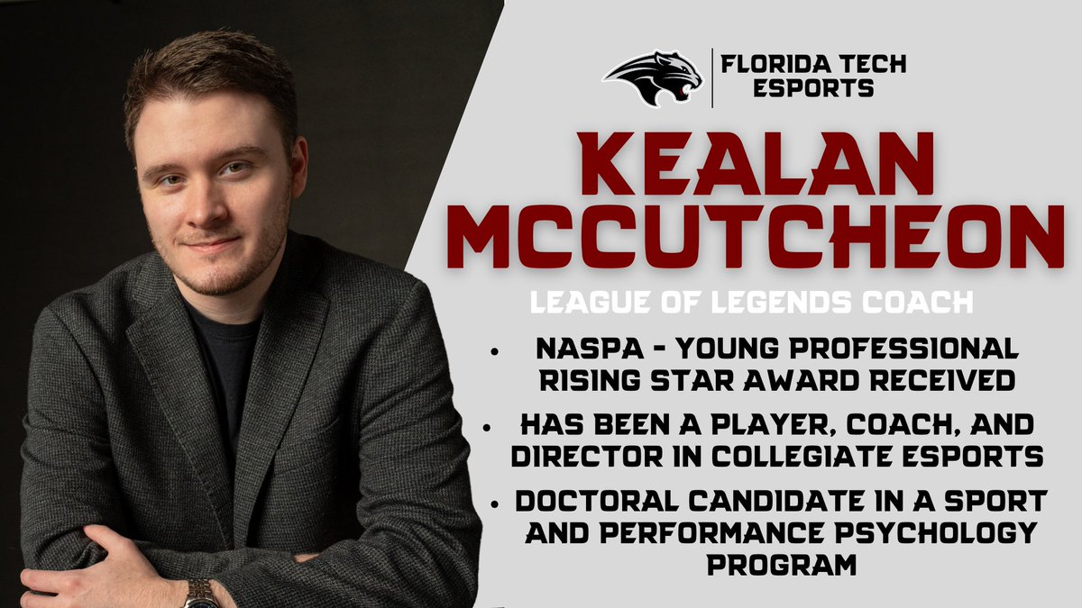 Florida Tech Esports (@fltechesports) on Twitter photo We wanted to share the latest coach to join us, Kealan McCutcheon, <a href="/WKealanM/">Kealan McCutcheon</a>!
Kealan has been operating as our League of Legends coach for the tail end of our competition season. He has been great in helping to develop better team relations and setting our team up for success! We wanted to share the latest coach to join us, Kealan McCutcheon, <a href="/WKealanM/">Kealan McCutcheon</a>!
Kealan has been operating as our League of Legends coach for the tail end of our competition season. He has been great in helping to develop better team relations and setting our team up for success!