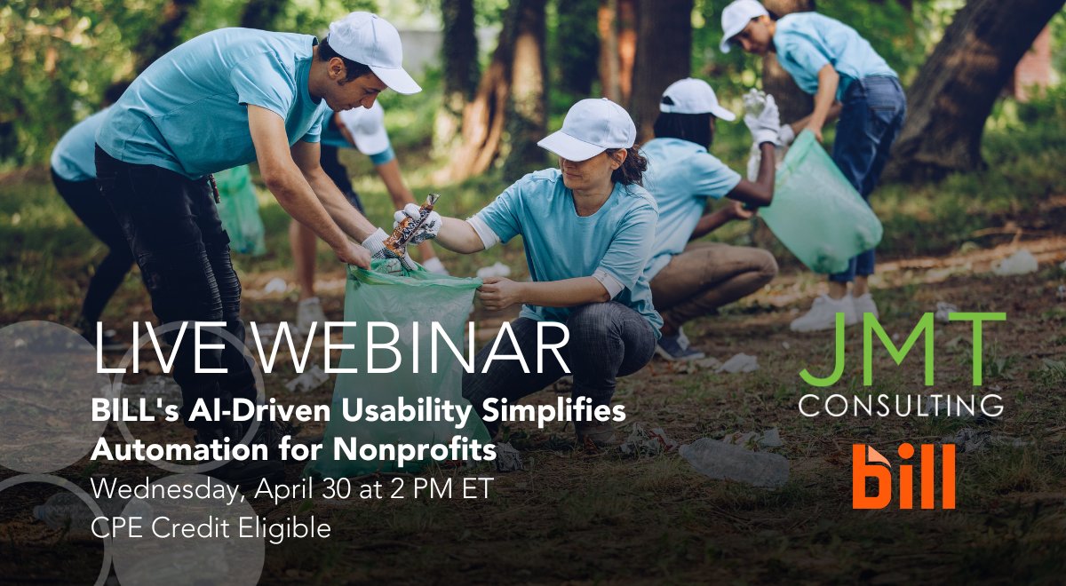 jmtconsulting's tweet photo. Simplify nonprofit finance! 🚀 Learn how BILL's AI-driven automation streamlines AP, AR, &amp; expenses. Register: https://t.co/cOvtSDFsCN
 #NonprofitFinance #Automation #BILL https://t.co/WKnRLvnm7M