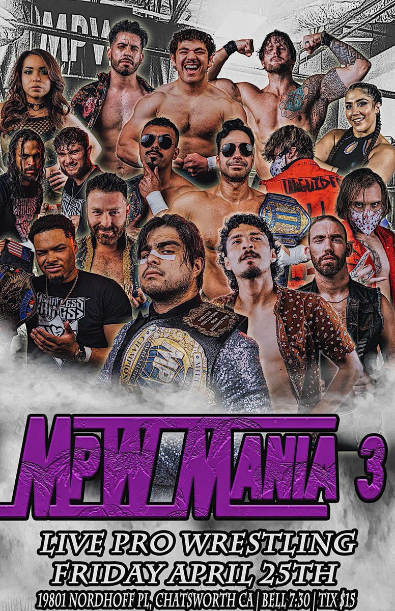 M A X I M I L I E N (@kingmaximilien) on Twitter photo Friday — 4/25 — 🤼♂️ <a href="/MPW_CA/">Millennium Pro Wrestling</a>:
🟣 MPW MANIA 3 🟣
✨⭐️ TAG TEAM CHAMPIONSHIP
MATCH ⭐️✨
HOT MALE DOT COM V.
The Unguided
Chatsworth, CA - Bell Time: 7:30PM Friday — 4/25 — 🤼♂️ <a href="/MPW_CA/">Millennium Pro Wrestling</a>:
🟣 MPW MANIA 3 🟣
✨⭐️ TAG TEAM CHAMPIONSHIP
MATCH ⭐️✨
HOT MALE DOT COM V.
The Unguided
Chatsworth, CA - Bell Time: 7:30PM