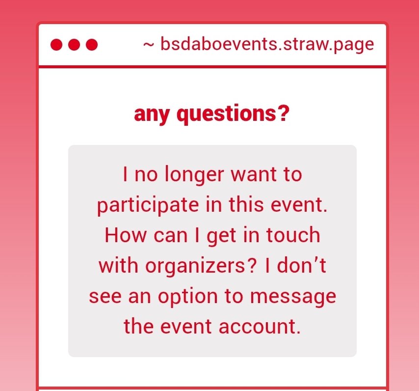 I changed the dm settings!! Sorry, I didn't know they were off. You should be able to dm the account now or the organizers are in the following (@/borderlinepoe, I'm the one on the actual account here &amp; @/t4tskkyaoi)