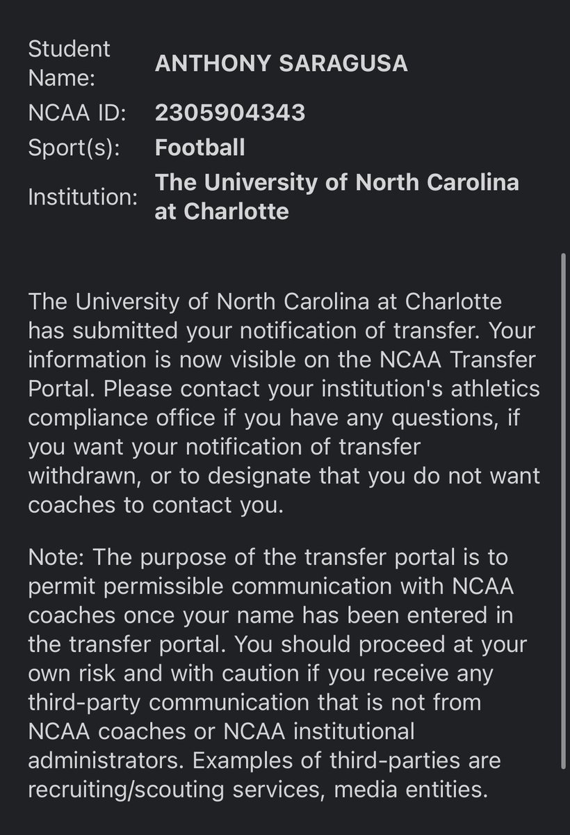 Anthony Saragusa (@asaragusa45) on Twitter photo Officially in the Transfer Portal!
4 years of eligibility remaining.
<a href="/EnnsZoneKicking/">EnnsZone Kicking</a> <a href="/chrisroberson44/">Chris Roberson</a> Officially in the Transfer Portal!
4 years of eligibility remaining.
<a href="/EnnsZoneKicking/">EnnsZone Kicking</a> <a href="/chrisroberson44/">Chris Roberson</a>