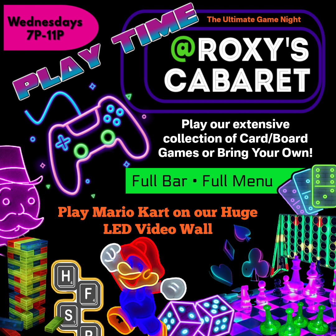 🎉 Hey game lovers! 🎲 Get ready for an epic game night at Roxy's Cabaret! Dive into thrilling tournaments, board game showdowns, and trivia challenges with friends! Don’t miss out! 🏆 #GameNight #FunTimes