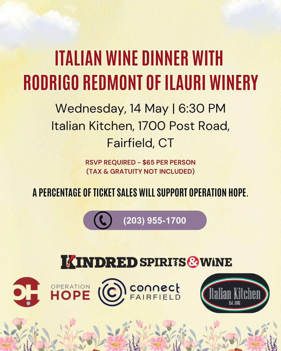 Kindred_SW's tweet image. Join us at the Italian Kitchen on May 14th, for just $65 a person you can enjoy some amazing wine &amp;amp; Italian cuisine! 

All information is provided on the flyer, and the link will be posted down below.

kindredspiritsandwine.com/events/italian…

#italiancuisine #Kindredspiritsandwine