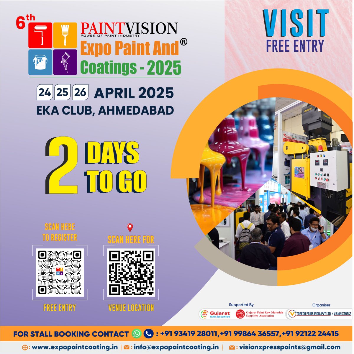 expopaintcoatng's tweet photo. The Clock's Ticking 𝟐 𝗗𝗔𝗬𝗦 to go - Paint Vision *𝟲𝘁𝗵 𝗘𝘅𝗽𝗼 𝗣𝗮𝗶𝗻𝘁 &amp; 𝗖𝗼𝗮𝘁𝗶𝗻𝗴𝘀 𝟮𝟬𝟮𝟱* ! ✨
https://t.co/chTTuwViyr
#paintandcoatingexpo2025 #ExpoCountdown #IndustryTrends #NetworkingOpportunity #CuttingEdgeTech #ExpoPaint2025 #Networking #collaboration https://t.co/g9wEJfqFEA