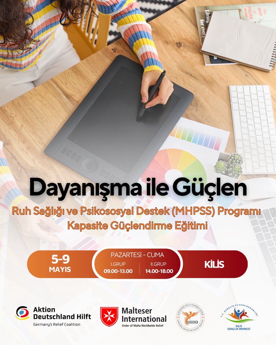 Dayanışma ile Güçlen Projesi Ruh Sağlığı ve Psikososyal Destek (MHPSS) Programı Kapasite Güçlendirme Eğitimi Kilis programı için başvurular başladı!

Başvuru ve program detayları için 👇

🔗 forms.gle/MewgFJ1LaUKacb…

Son Başvuru: 29 Nisan 2025

@AktionDHilft 
<a href="/MalteserInt/">Malteser International</a>
