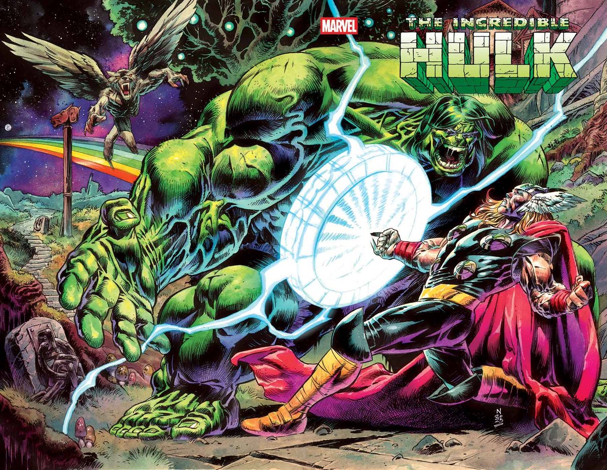 PhillipKJohnson's tweet image. Also FOC today: Incredible Hulk #25, HULK VS. THOR w/ the return of @NicKlein on art! Insane wraparound cover, variant cover by the great @thealexrossart, hand-painted flashbacks showing Thor's ancient history w Eldest and Lycana, scenes inspired by epic Norse poetry. DO NOT MISS