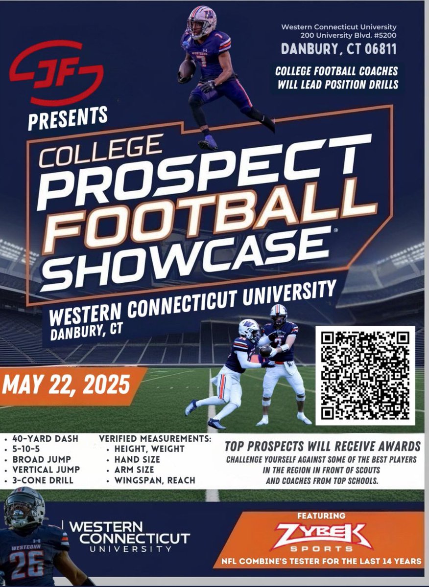 Coach Henny (@coachhennessy73) on Twitter photo <a href="/WestConnFB/">Westconn Football 🐺</a> is hosting a Prospect Showcase here at @westconn on Thursday May, 22nd -- Featuring @zybeksports and <a href="/jerryflora1/">jerry flora</a>. Come for an elite opportunity to compete and get noticed!
👇Sign up here:
jerryflorainc.com/camps-and-show… <a href="/WestConnFB/">Westconn Football 🐺</a> is hosting a Prospect Showcase here at @westconn on Thursday May, 22nd -- Featuring @zybeksports and <a href="/jerryflora1/">jerry flora</a>. Come for an elite opportunity to compete and get noticed!
👇Sign up here:
jerryflorainc.com/camps-and-show…
