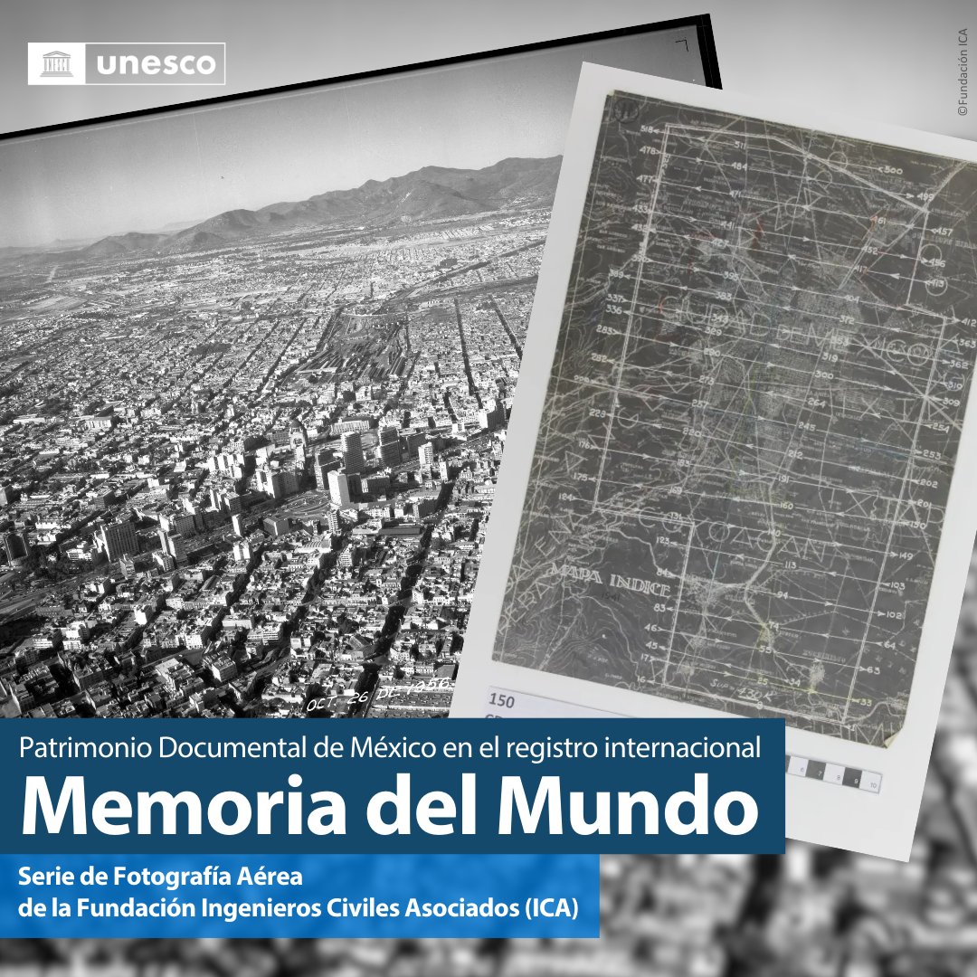 UNESCO México (@unescomexico) on Twitter photo ✨ ¡Comparte!
🎊#México suma la Serie de Fotografía Aérea de la Fundación Ingenieros Civiles Asociados (<a href="/ICAMexico/">ICA México</a>) al Registro Internacional de la #MemoriadelMundo, el listado de la #UNESCO del #PatrimonioDocumental de valor universal excepcional.👏🏿
➡️ f.mtr.cool/gzkzqxidbg ✨ ¡Comparte!
🎊#México suma la Serie de Fotografía Aérea de la Fundación Ingenieros Civiles Asociados (<a href="/ICAMexico/">ICA México</a>) al Registro Internacional de la #MemoriadelMundo, el listado de la #UNESCO del #PatrimonioDocumental de valor universal excepcional.👏🏿
➡️ f.mtr.cool/gzkzqxidbg