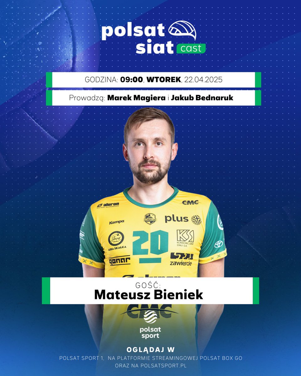 🔥 Czas na nowy odcinek Polsat SiatCast!

W tym tygodniu gościem specjalnym będzie Mateusz Bieniek, a nasi eksperci wezmą na warsztat najważniejsze siatkarskie wydarzenia ostatnich dni 🏐💥
📅 Wtorek, 9:00
📺 Polsat Sport 1, Polsat Box Go, Polsatsport.pl
👤<a href="/MagieraMarek/">Marek Magiera</a>