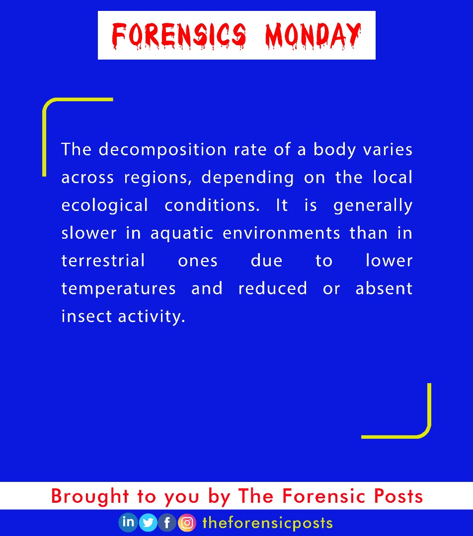 ForensicPosts's tweet image. #ForensicTaphonomy #DecompositionRate #InsectActivity #Forensics #ForensicInvestigation #TheForensicPosts #ForensicsMonday #TFP #CSI