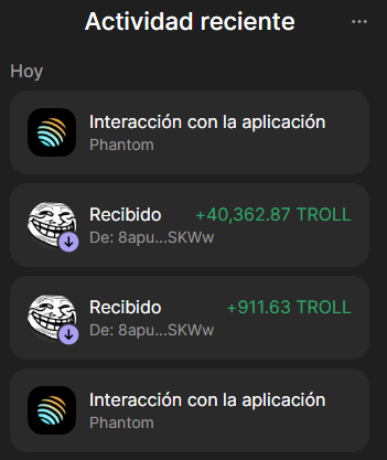 if someone is trading $TROLL on solana, be carefull with your wallets, dusting campaing started with counterfit tokens:

DPwmmbyn4f86wx4DdE1ePNF54wjpwgtcxtyKfzZgVD4N - scam token

5UUH9RTDiSpq6HKS6bp4NdU9PNJpXRXuiw6ShBTBhgH2 - real sol address