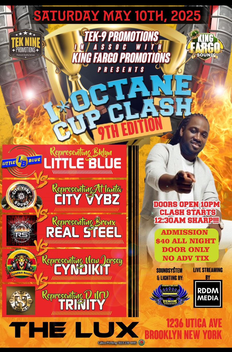 FIRETORCH's tweet photo. CYNDIKIT SOUND representing New Jersey in the I-OCTANE CUP CLASH 2025!!!

ALL Sound Clash Fans.. Especially NJ… Come Support  &amp; Witness  Musical Murder in Brooklyn
Saturday May 10th 2025 — DEM DEAD!!!!!!!!!!! https://t.co/XFmMwJtLdm