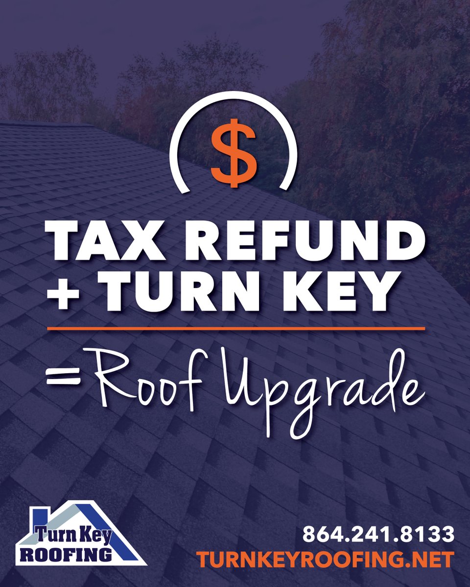 TAX REFUND + TURN KEY = Roof Upgrade! 🏠 

Why not invest your tax refund into a roof that’ll protect your home for years to come? Upgrade with Turn Key Roofing and enjoy peace of mind, knowing your roof is in great hands! 🔨🌟

TurnKeyRoofing.net

#TurnKeyRoofing #Roofing