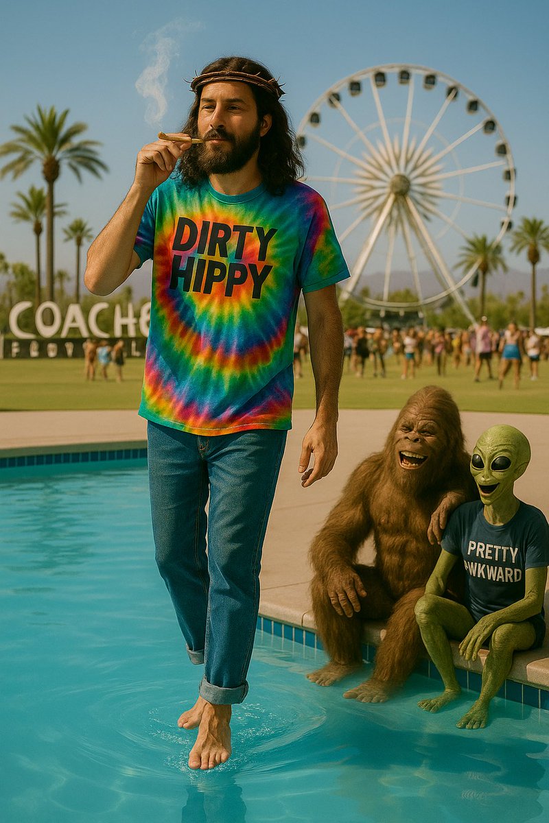 They took a quick detour to a Coachella pool party.
Jesus performed miracles.
Alien spread the gospel of Dirty Hippy.
Bigfoot just wanted to dip his toes to cool off from all the heat.

DIRTY HIPPY - OUT NOW on all streaming platforms!! 

 #Coachella #prettyawkward #DIRTYHIPPY