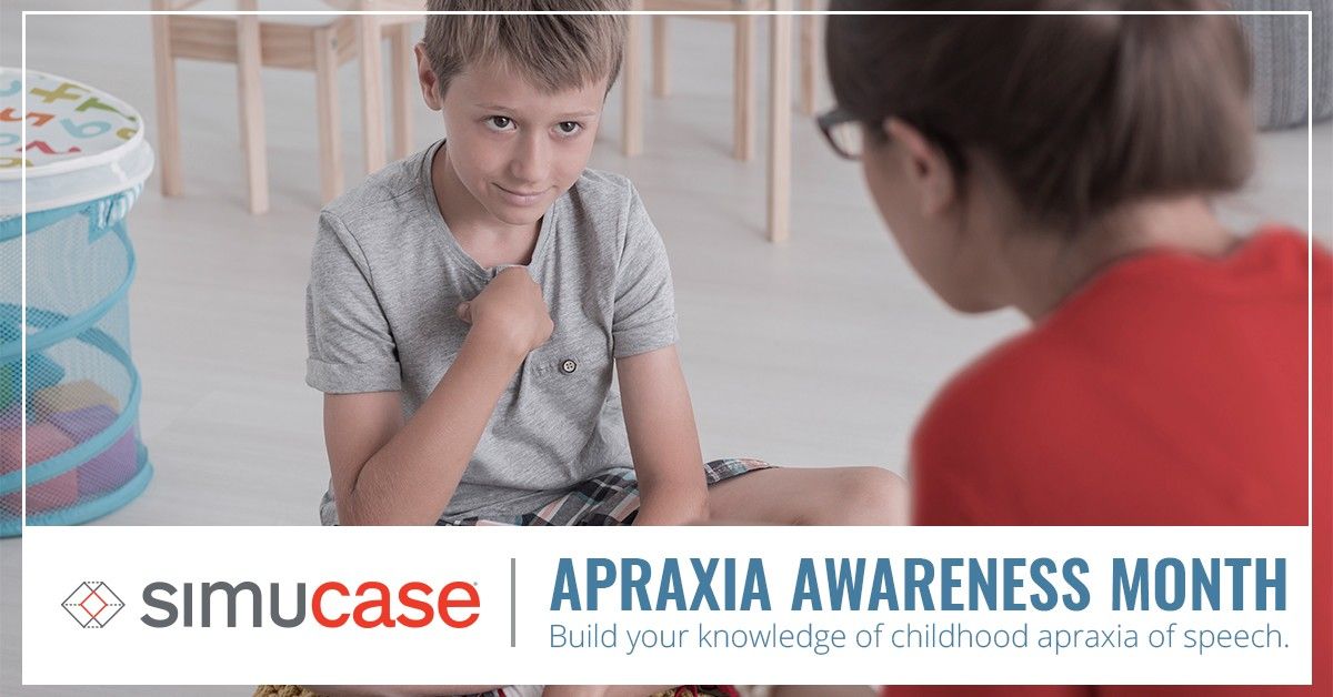 This month is Apraxia Awareness Month! SLP students, you can learn about children with apraxia and their families. Our video library has resources for childhood apraxia of speech. Check it out! videos.simucase.com
