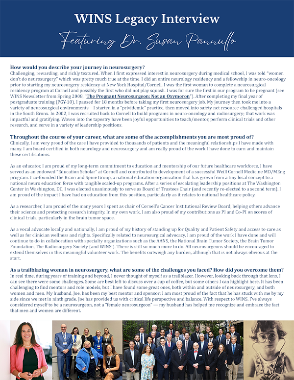 Dr. Susan Pannullo (@drpannullo) on Twitter photo I was honored to be interviewed by Women in Neurosurgery for its Spring 2025 issue. It’s so interesting to reflect on the journey, and I’m very proud to be mentoring those following me into neurosurgery. neurosurgerywins.org/wp-content/upl…
<a href="/WomenInNSGY/">Women In Neurosurgery (WINS)</a> I was honored to be interviewed by Women in Neurosurgery for its Spring 2025 issue. It’s so interesting to reflect on the journey, and I’m very proud to be mentoring those following me into neurosurgery. neurosurgerywins.org/wp-content/upl…
<a href="/WomenInNSGY/">Women In Neurosurgery (WINS)</a>