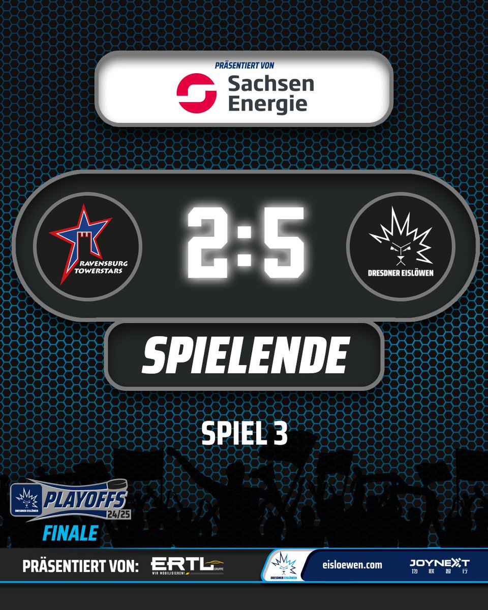 AUSWÄRTSSIEG! UND WAS FÜR EINER!
Wir drehen die Partie mit fünf Toren im dritten Abschnitt und holen uns den zweiten Sieg der Serie. Damit geht's mit einer Führung am Mittwoch Zuhause weiter!

#EislöwenRudel #DresdnerEislöwen #RVTvsDRE