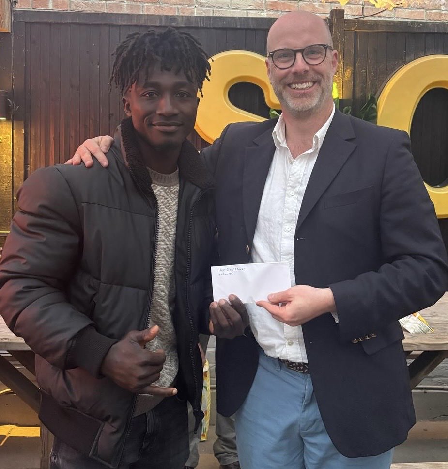 guildfordcityfc's tweet image. It was City’s presentation event this weekend. Here vice-chair Ed Shires presents top scorer to Manny Acheampong, Supporters’ and Managers’ Player of the season to Ben Gambrah, Players’ Player to Ben Drake, and Goal of the Season to Darnell Jon-Peter.